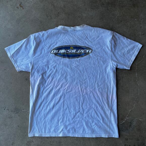 VINTAGE QUIKSILVER SURF SHIRT BOARDRIDING DOUBLESIDED WHITE MENS XL 00S Y2K - Picture 2 of 5